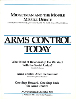 Arms Control Today in its updated journal format, November/December 1985.