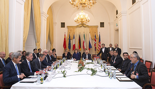 Delegations from the United States, the United Kingdom, Russia, Germany, France, China, the European Union, and Iran attend a session of the talks on Iran’s nuclear program in Vienna on November 24, 2014. (Joe Klamar/AFP/Getty Images)