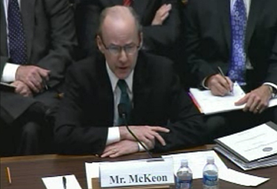 In this video image, Brian McKeon, principal deputy undersecretary of defense for policy, testifies at a December 10 hearing in the House of Representatives on Russia’s alleged violation of the Intermediate-Range Nuclear Forces Treaty. (House Arms Services Committee)