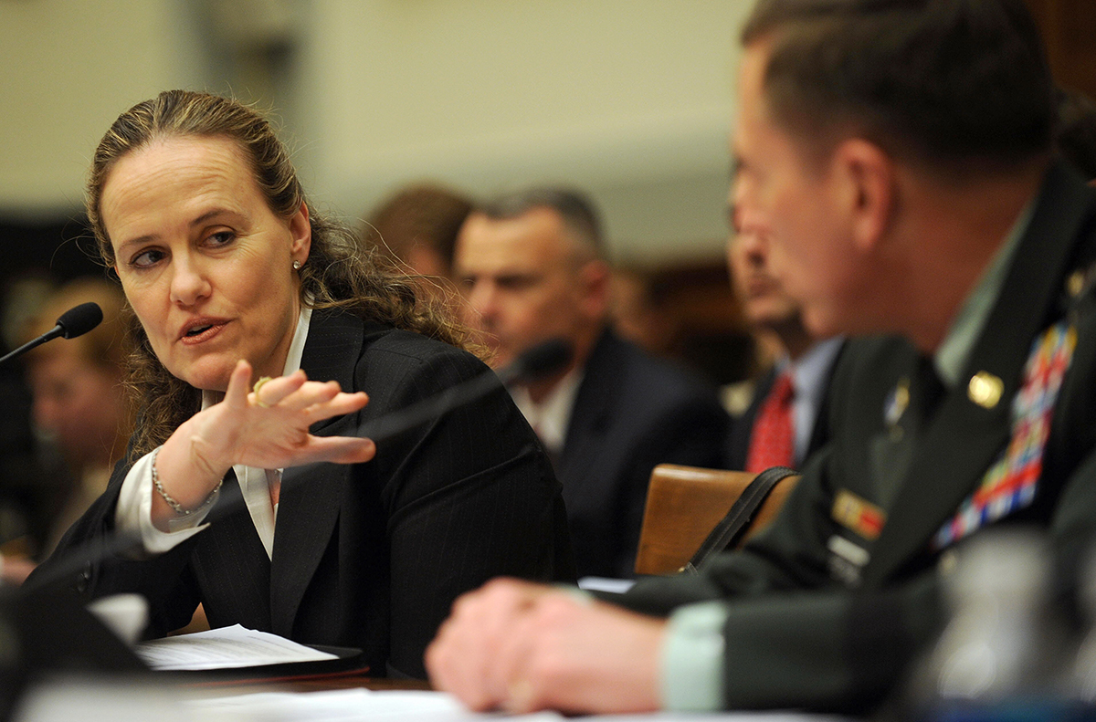 Undersecretary of Defense for Policy Michèle Flournoy testifies with General David Petraeus, commander of the U.S. Central Command, at a House Armed Services Committee hearing April 2, 2009. (Photo Credit: Tim Sloan/AFP/Getty Images)