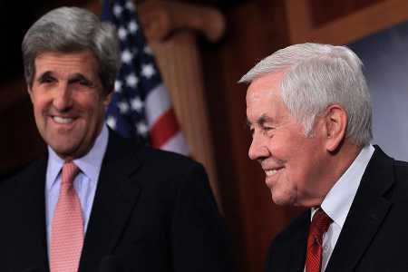 In a display of bipartisanship, the U.S. Senate provided its advice and consent to ratification of the New Strategic Arms Reduction Treaty (New START) by a vote of 71-26 on December 22, 2010. Then-Senators John Kerry (D-Mass.) and Richard Lugar (R-Ind.), who together led the push for treaty ratification, met with reporters a day earlier, after winning a procedural vote. (Photo: Mark Wilson/Getty Images)