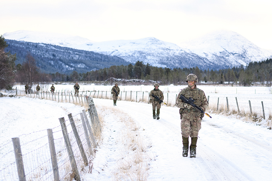 British Army Royal Engineers take part in a patrol exercise October 25 in Telneset, Norway, ahead of Trident Juncture 18, NATO’s largest exercise since the Cold War. (Photo: Leon Neal/Getty Images)