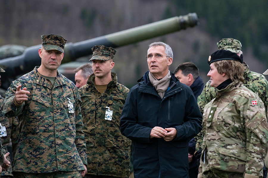 NATO Secretary-General Jens Stoltenberg meets with NATO forces in Trondheim, Norway, on October 30 during their Trident Juncture 2018 military exercise. Commenting on the possible demise of the Intermediate-Range Nuclear Forces Treaty, Stoltenberg said in November that NATO “has no intention to deploy new nuclear missiles in Europe.” (Photo: Jonathan Nackstrand/AFP/Getty Images)