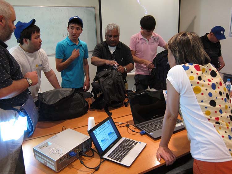 The U.S. National Nuclear Security Administration holds an International Radiological Assistance Program Training for Emergency Response class in Almaty, Kazakhstan, in July 2013. The training included using radiation detection equipment to locate hidden radioactive sources. (Photo: National Nuclear Security Administration)