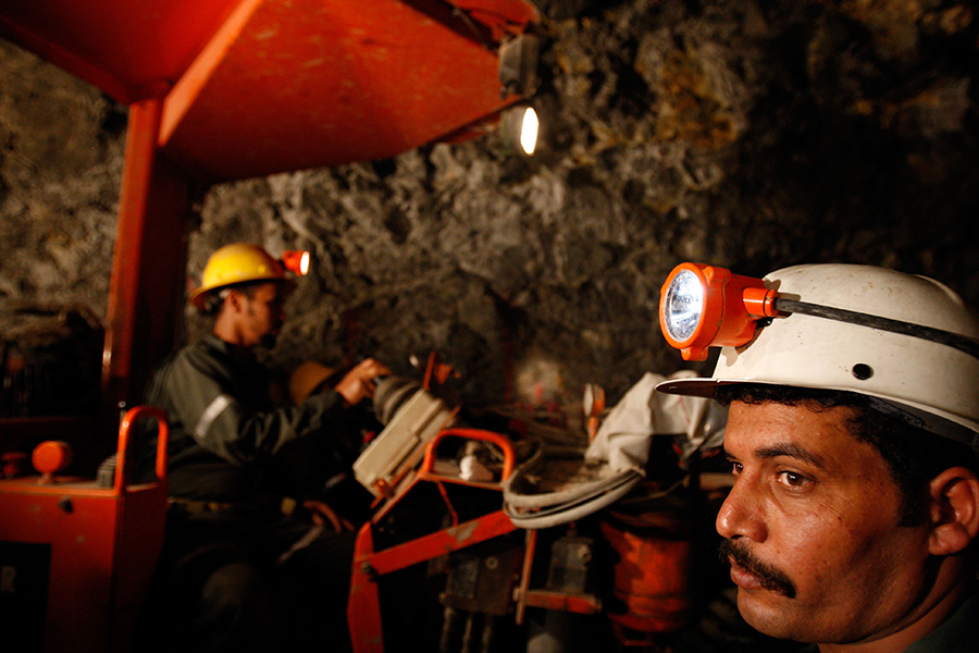 Workers extract gold from Saudi Arabia's al-Amar mine. Saudi Arabia is currently assessing 