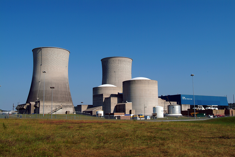 Unit 1 of the Watts Bar Power Plant, operated by the Tennessee Valley Authority, is the only reactor producing tritium for U.S. nuclear weapons. A second reactor at the site is expected to begin supplementing tritium production in 2020. (Photo: Tennessee Valley Authority)