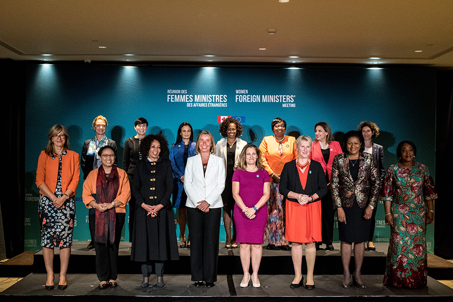 Canada convened a summit of women foreign ministers in Montreal in 2018. The meeting was a high-level of example of how networking and mentoring can support women in leadership positions. (Photo: Martin Ouellet-Diotte/AFP/Getty Images)