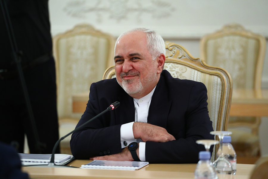 Iranian Foreign Minister Javad Zarif attends a meeting at Russia's Foreign Ministry on Sept. 24. He soon after praised the lifting of a UN arms embargo as a 