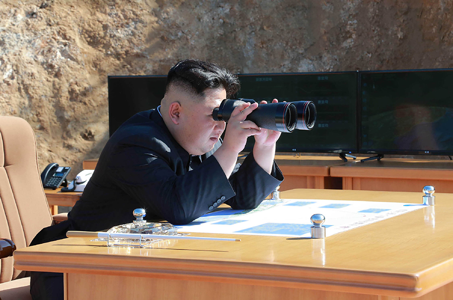 In this photo, released on July 4, 2017 by North Korea's official Korean Central News Agency (KCNA), North Korean leader Kim Jong Un is reported to be inspecting the test-fire of its first intercontinental ballistic missile, the Hwasong-14, at an undisclosed location. What Kim sees today in terms of possible engagement with the Biden administration is anybody's guess.  (Photo by STR/AFP via Getty Images)