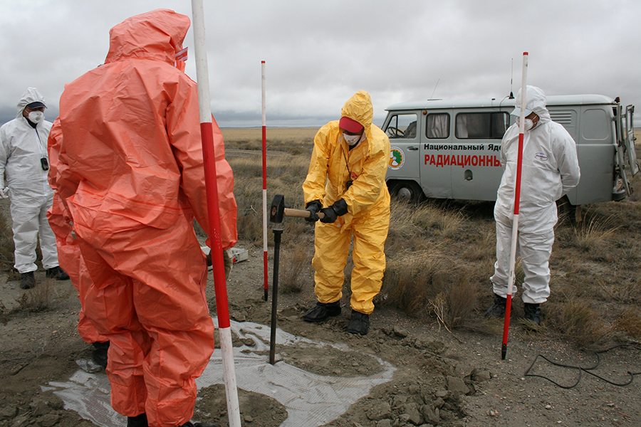 Experts associated with the CTBTO's international system for monitoring nuclear testing gather gas samples from the ground to be examined for traces of the noble gas Argon as evidence of an underground nuclear explosion. (Photo by CTBTO)