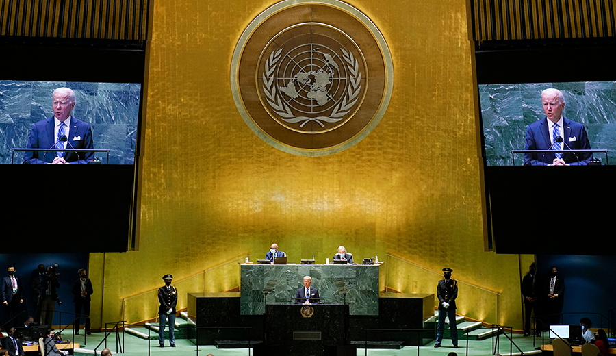 During his first speech to the UN General Assembly on Sept. 22, President Joe Biden said that although the United States is "prepared to return to full compliance [with the 2015 nuclear deal] if Iran does the same,” it also “remains committed to preventing Iran from getting a nuclear weapon.” (Photo by Eduardo Munoz/POOL/AFP via Getty Images)