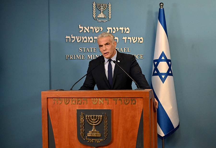 Israeli Prime Minister Yair Lapid, speaking to the foreign press in Jerusalem on August 24, said that Western powers must stop talks to revive the nuclear deal with Iran because the deal would 