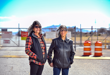 First We Bombed New Mexico, part of a flurry of new documentaries on nuclear weapons, draws attention to the downwinders of New Mexico, who were victims of the U.S. nuclear weapons program and were ignored in the Oppenheimer movie. Tina Cordova (L) and Louisa Lopez are organizers of the downwinders movement.  (Photo by Valerie Macon/AFP via Getty Images)