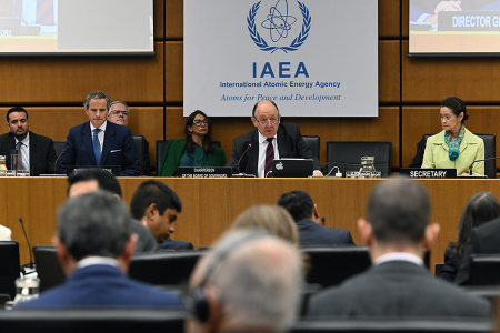 Holger Federico Martinsen of Argentina, chairman of the International Atomic Energy Agency Board of Governors, convenes board meeting in June when Iran was censured for failing to cooperate with the agency. (Photo by Dean Calman/IAEA)