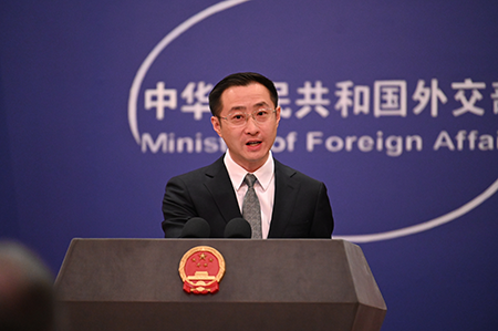 Lin Jian, a Chinese foreign ministry spokesman, shown in March, criticized the U.S. decision to continue selling arms to Taiwan at a July 17 press conference.  (Photo by Johannes Neudecker/picture alliance via Getty Images)