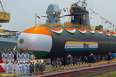 India’s recently launched second nuclear-powered ballistic missile submarine, the INS Arighaat. (Photo by the Indian Defence Ministry)