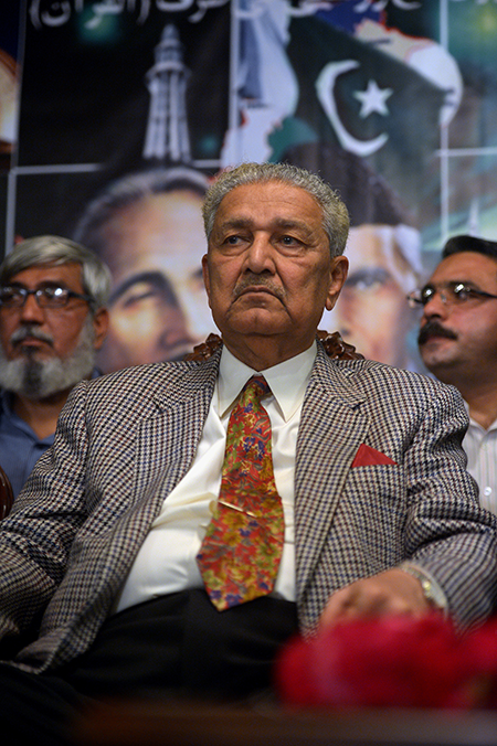 After it was disclosed in 2004 that Pakistani nuclear scientist Abdul Qadeer Khan shared the country’s uranium-enrichment technology with covert nuclear programs in Iran, Libya and North Korea, he and Pakistan were widely criticized.  (Photo by Farooq Naeem/AFP via Getty Images)