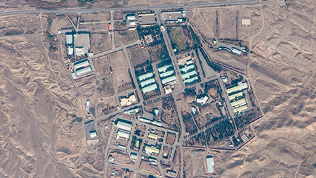 A satellite image of the Parchin military complex in Iran from November 2022. Israeli aircraft struck the military site on Oct. 26 in retaliation for an Iranian attack on three Israeli military bases three weeks earlier. (Satellite image © 2022 by Maxar Technologies via Getty Images)