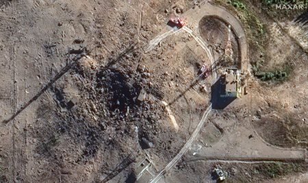 Satellite images by Maxar Technologies on Sept. 21 reveal the aftermath of a dramatic launch failure of a Russian RS-28 Sarmat intercontinental ballistic missile at a test site in the Plesetsk Cosmodrome. The company said a large crater at the launch silo and extensive damage in and around the launch pad suggests that the missile exploded shortly after ignition or launch. (Satellite image ©2024 Maxar Technologies)