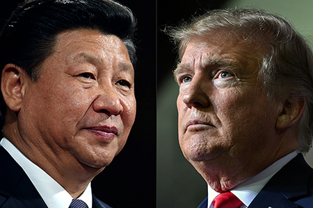 Even before taking office, President-elect Donald Trump (R) has challenged Chinese President Xi Jinping by threatening to impose new tariffs on his country.  (Photos by Dan Kitwood and Nicholas Kamm/Pool/AFP via Getty Images)