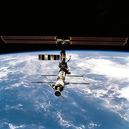 The International Space Station and thousands of satellites could be at risk if nuclear and other weapons are deployed in space. (Photo by NASA)