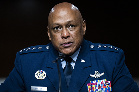 Adversary integration of AI-enhanced systems that can reliably locate submerged ballistic missile submarines could erode confidence in a state’s assured retaliation posture, writes Lt. Gen. John N.T. Shanahan. Here, the U.S. ballistic missile submarine USS Kentucky is anchored at Busan Naval Base in South Korea in 2023. (Photo by Woohae Cho/POOL/AFP via Getty Images)