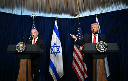 Israeli Prime Minister Benjamin Netanyahu (L) and U.S. President Donald Trump discussed Iran, among other topics, during a Dec. 29 meeting at Trump’s Mar