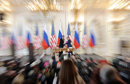 The New Strategic Arms Reduction Treaty, signed by U.S. President Barack Obama (L) and his Russian counterpart, Dmitry Medvedev (R), in 2010, is fading into history after U.S. President Donald Trump ignored a proposal from Russian President Vladimir Putin to extend its limits on strategic nuclear weapons, which expired Feb. 5. (Photo by Joe Klamar/AFP via Getty Images)