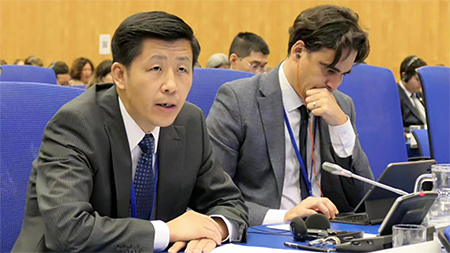 China’s top disarmament diplomat, Sun Xiaobo, photographed in 2023, told the 2026 Nuclear Nonproliferation Treaty Review Conference that Washington’s proposal for multilateral arms control talks is an attempt to shift U.S. nuclear responsibilities to other states. (Photo by Chinese Foreign Ministry)