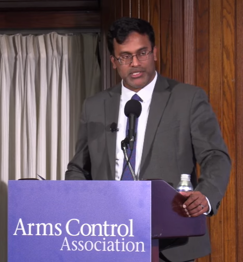 Pranay Vaddi speaking at the ACA Annual meeting in Washington, D.C., June 7, 2024 (Photo: Arms Control Association)