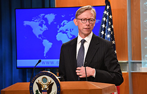 Director Brian Hook speaks at the announcement of the creation of the Iran Action Group Senior, August 2018 (Photo: State Dept/Michael Gross/Public Domain)